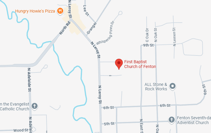 Map showing location of First Baptist Church Fenton